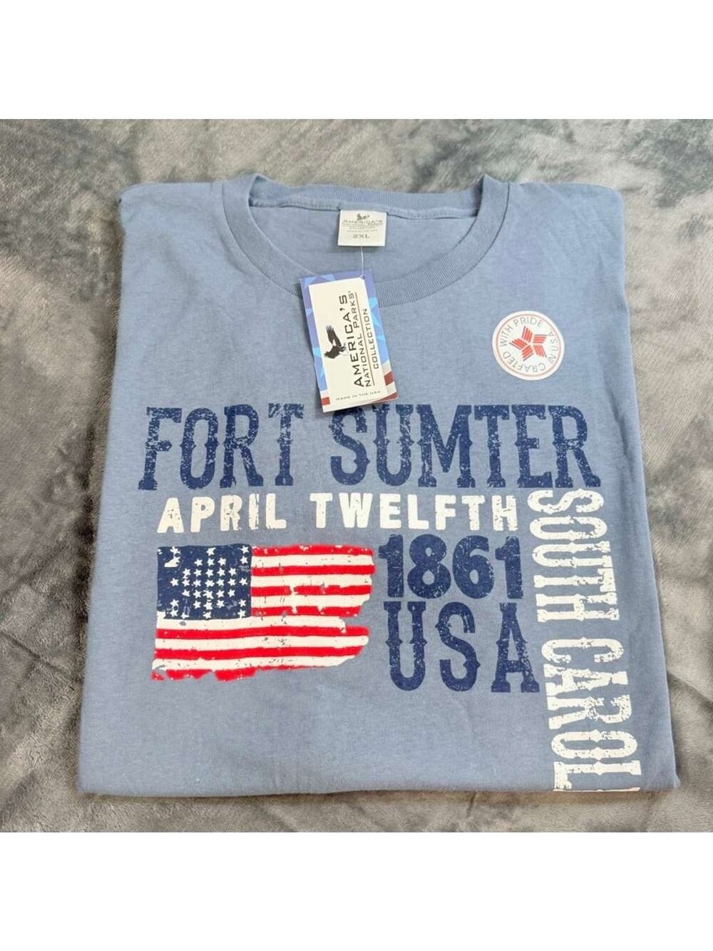 NWT America's National Parks Collection Made in USA T-shirt Fort Sumter Sz 2XL